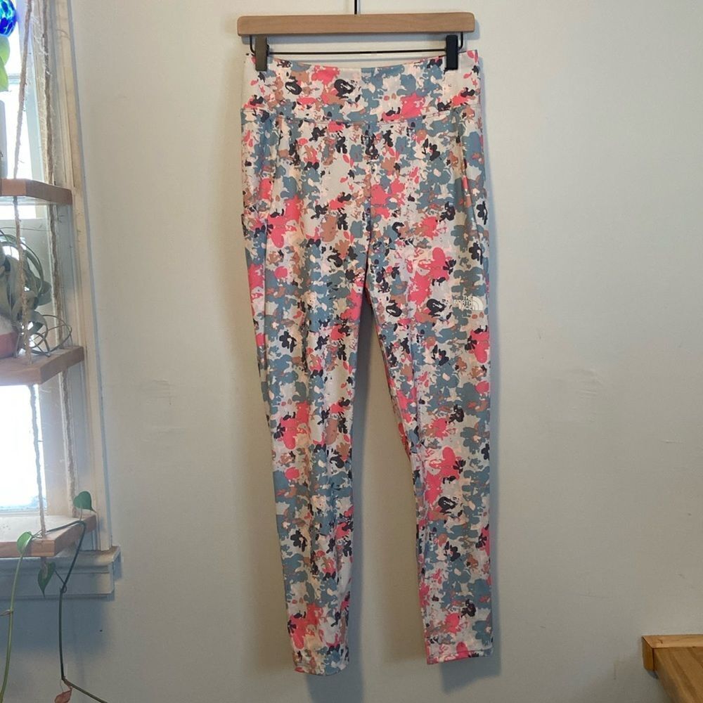 The North Face Kids Pink & Blue Girls On The Mountain Tight Leggings Size XL NWT